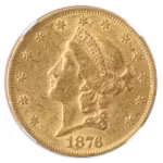 1876 $20 Liberty NGC AU55