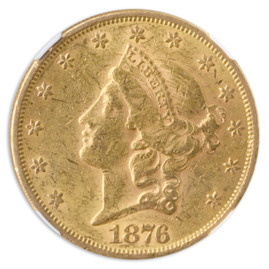 1876 $20 Liberty NGC AU55