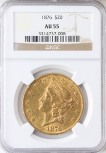 1876 $20 Liberty NGC AU55