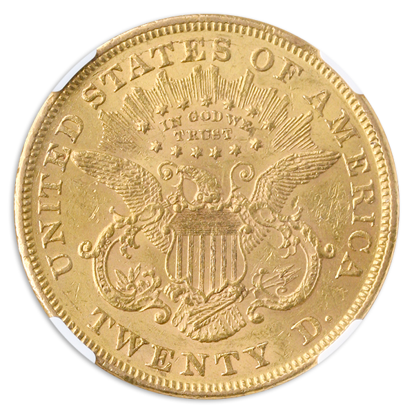 1876 $20 Liberty NGC AU55