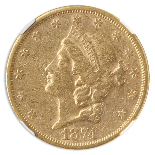 1874-S $20 Liberty NGC AU50 1874-S $20 Liberty NGC AU50