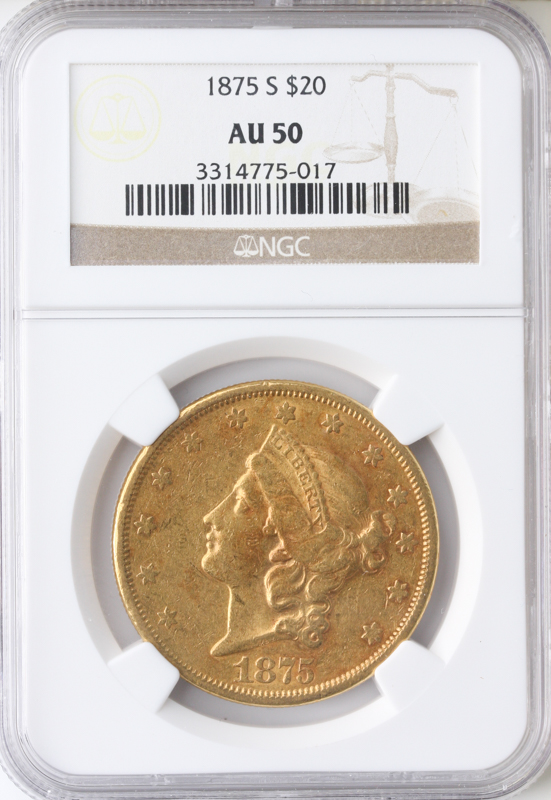 1875-S $20 Liberty NGC AU50 1875-S $20 Liberty NGC AU50
