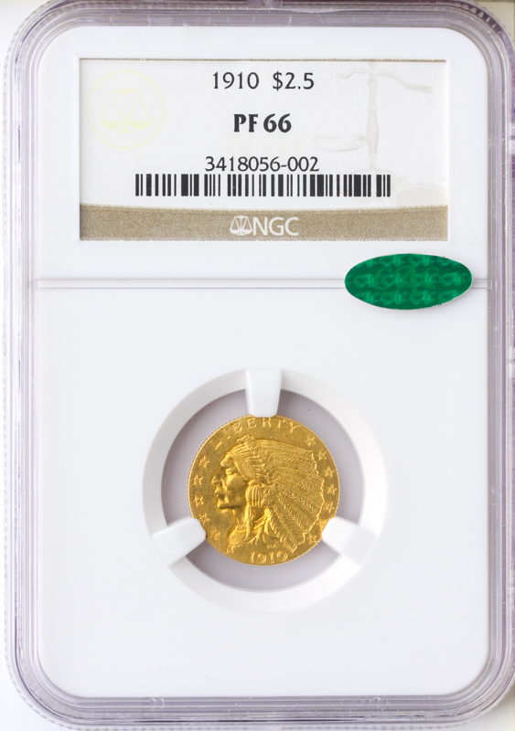 1910 $2.50 Indian NGC PR66 CAC 1910 $2.50 Indian NGC PR66 CAC