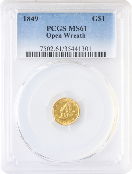 1849 $1 Gold PCGS MS61