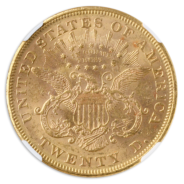 1873 $20 Liberty Open 3 NGC MS61 CAC