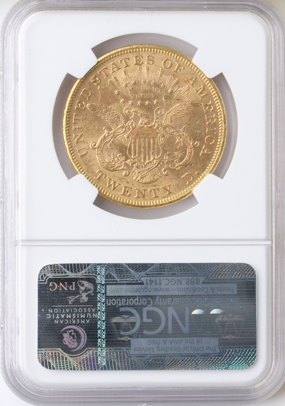 1873 $20 Liberty Open 3 NGC MS61 CAC