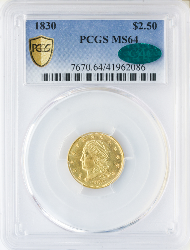 1830 $2 1/2 Capped Bust PCGS MS64 CAC 1830 $2 1/2 Capped Bust PCGS MS64 CAC