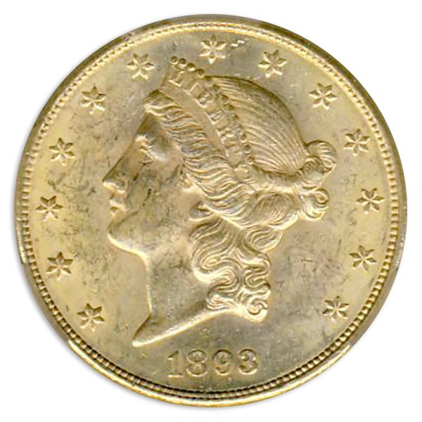 1893-CC $20 Liberty CACG AU58 1893-CC $20 Liberty CACG AU58