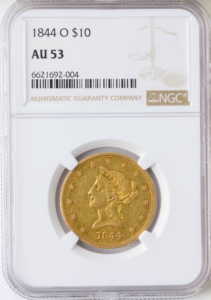 1844-O $10 Liberty NGC AU53