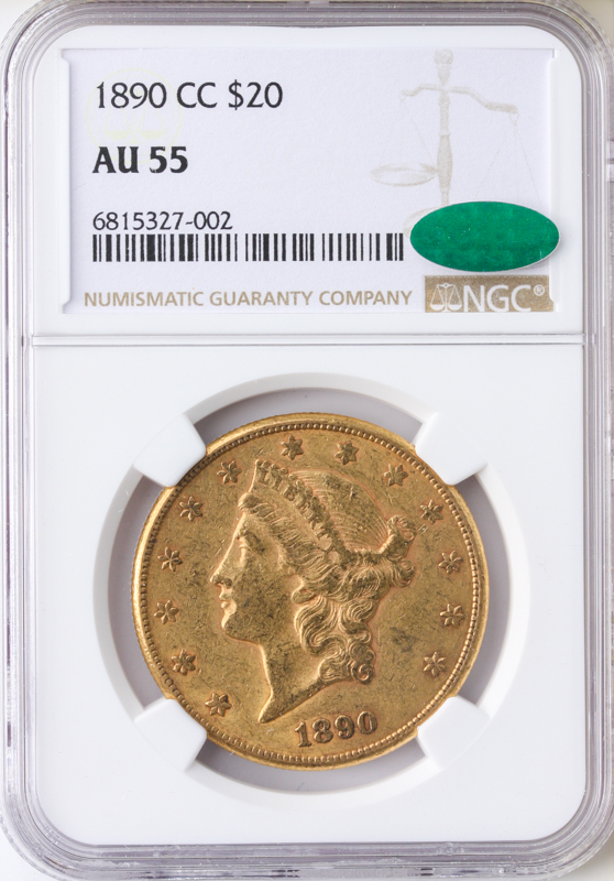 1890-CC $20 Liberty NGC AU55 CAC 1890-CC $20 Liberty NGC AU55 CAC