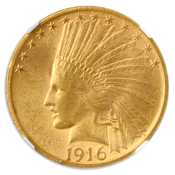 1916-S $10 Indian NGC MS62 CAC 1916-S $10 Indian NGC MS62 CAC