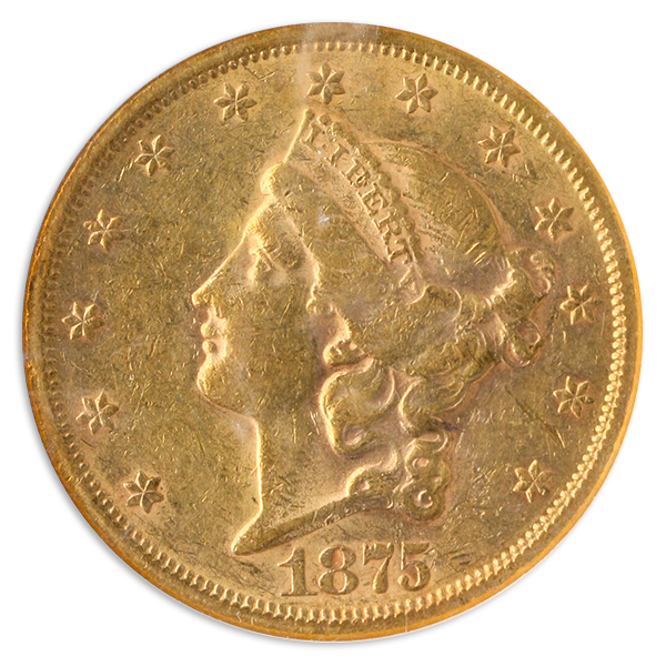 1875-S $20 Liberty NGC AU55 1875-S $20 Liberty NGC AU55