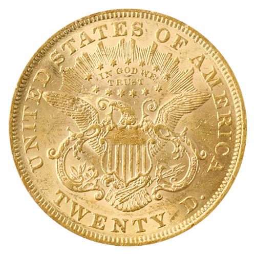 1873 $20 Liberty Open 3 PCGS AU55