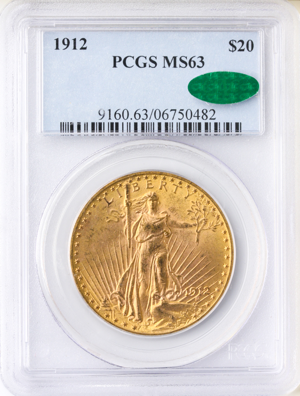 1912 $20 Saint Gaudens PCGS MS63 CAC