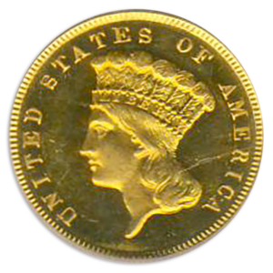 $3 GOLD 1889 CAMEO PCGS