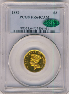 1889$3 Gold Cameo PCGS