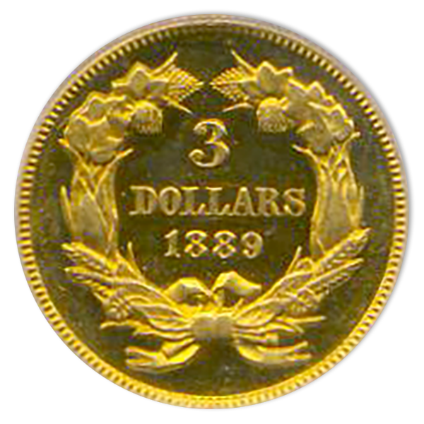 $3 GOLD 1889 CAMEO PCGS
