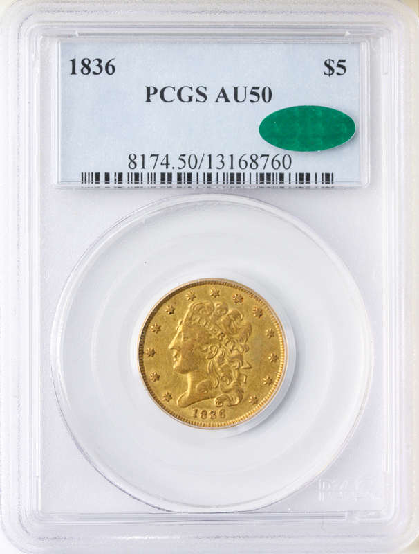 $5 CLASSIC 1836 PCGS