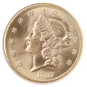 1857-S $20 Liberty SSCA NGC MS67 CAC