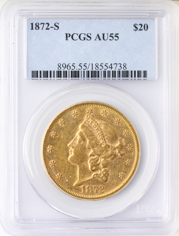 1872-S $20 Liberty PCGS AU55