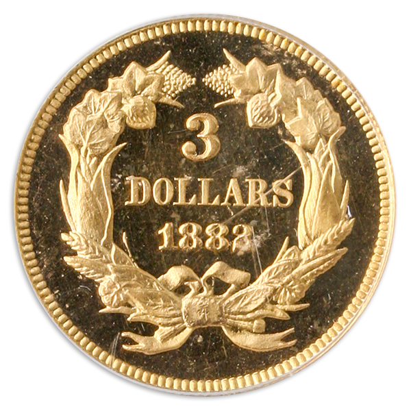 1882 $3 Gold PCGS PR65 Cameo CAC