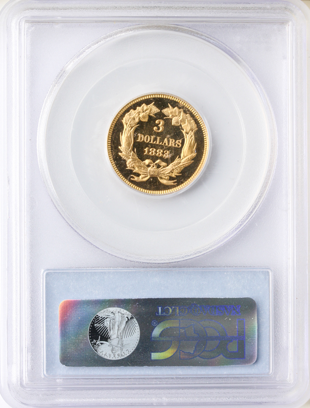 1882 $3 Gold PCGS PR65 Cameo CAC
