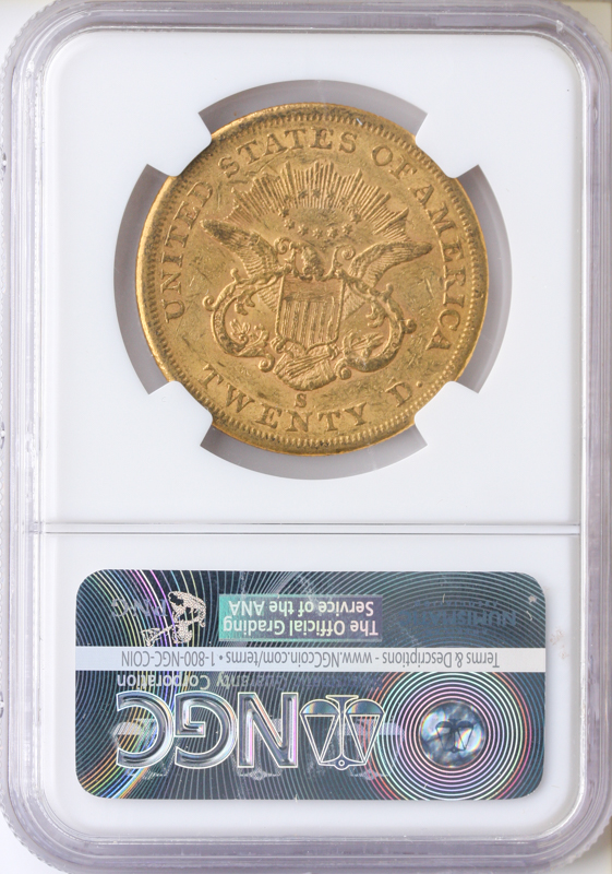 1859-S $20 Liberty NGC AU53 CAC