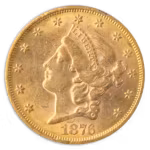 1876 $20 Liberty PCGS AU58
