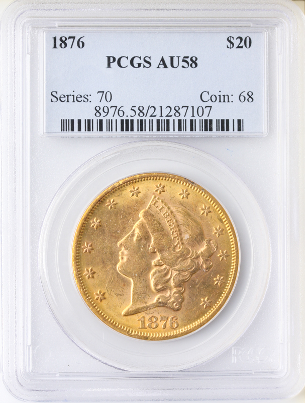 1876 $20 Liberty PCGS AU58