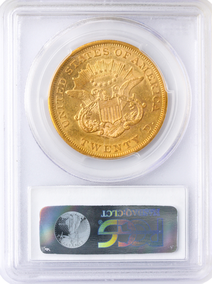 1861 $20 Liberty Gold Coin PCGS About Uncirculated 55(AU55) CAC