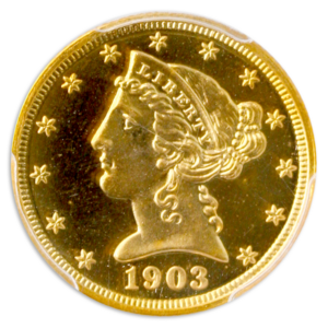 1903 $5 Liberty PCGS PR67 CAC Cameo +