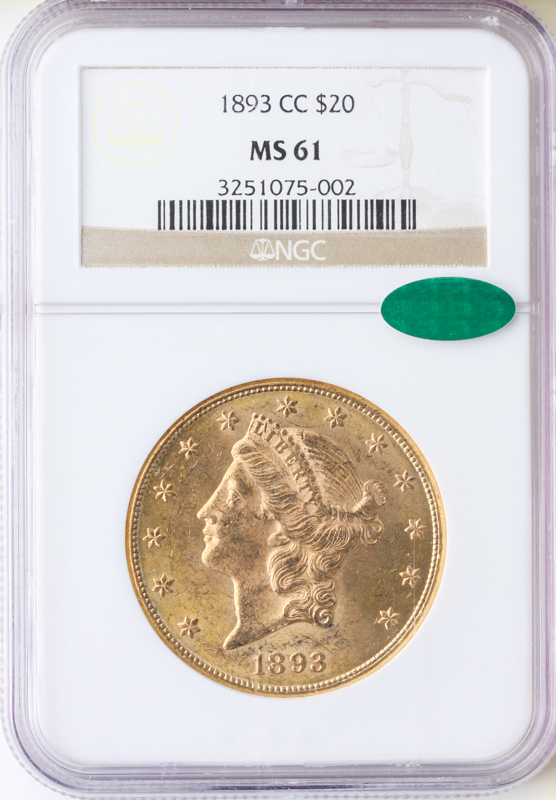 1893-CC $20 Liberty NGC MS61 CAC