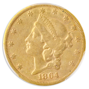 1864-S $20 Liberty PCGS XF45 CAC