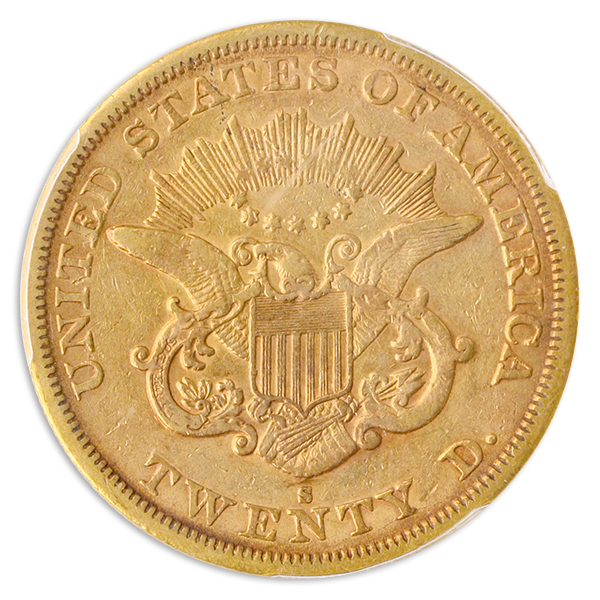 1864-S $20 Liberty PCGS XF45 CAC