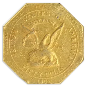 1852 $50 HUMBERT 887 NGC AU50 CAC