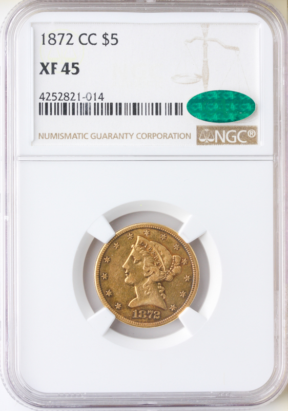 1872-CC $5 Liberty NGC XF45 CAC