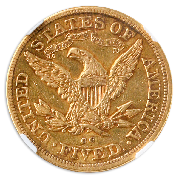 1872-CC $5 Liberty NGC XF45 CAC