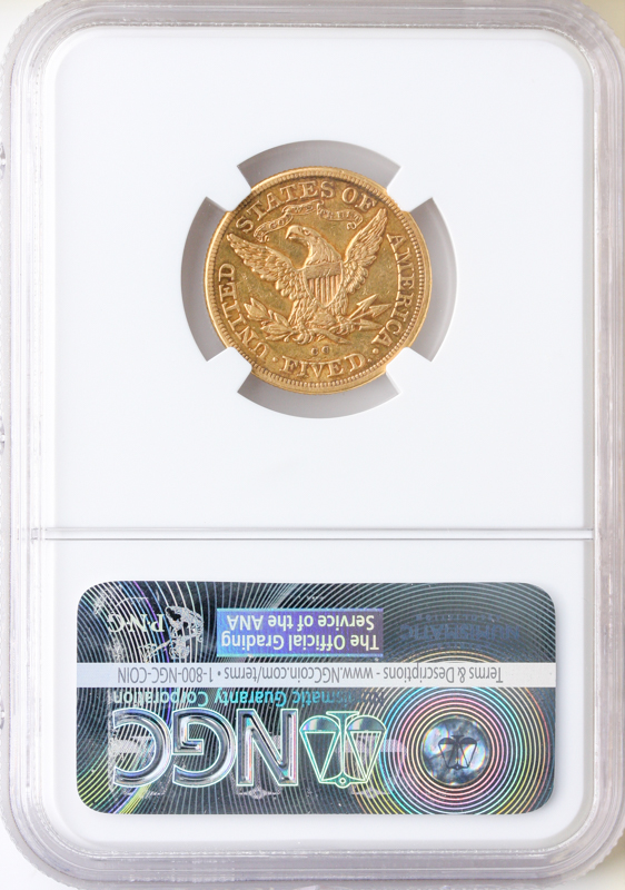 1872-CC $5 Liberty NGC XF45 CAC