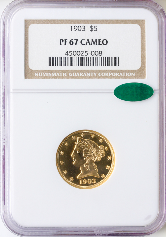 1903 $5 Liberty NGC PF67 Cameo CAC