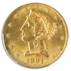 1891-CC $5 Liberty PCGS MS64 CAC