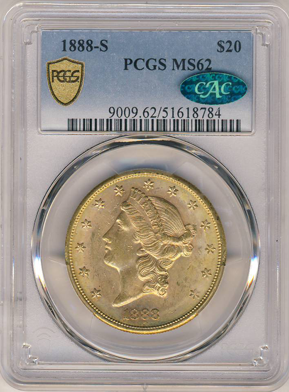 1888-S $20 Liberty PCGS MS62 CAC 1888-S $20 Liberty PCGS MS62 CAC