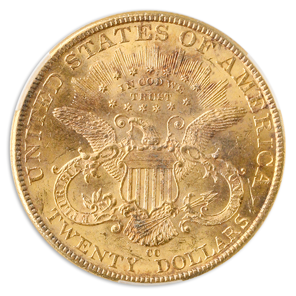 1893-CC $20 Liberty CACG AU58