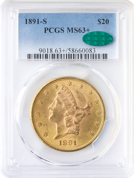 1891-S $20 Liberty PCGS MS63 CAC +