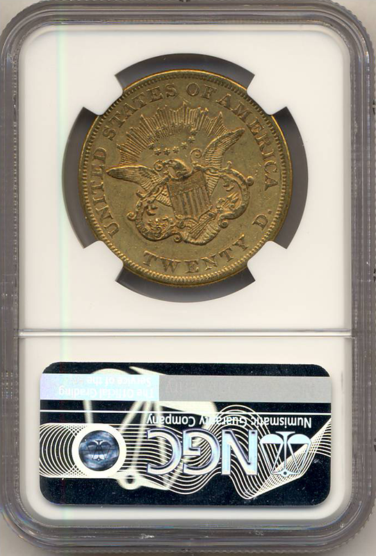 1858 $20 Liberty NGC AU53 CAC
