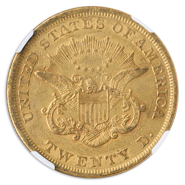 1853 $20 Liberty Gold Coin NGC About Uncirculated 55(AU55) CAC 1853 $20 Liberty Gold Coin NGC About Uncirculated 55(AU55) CAC