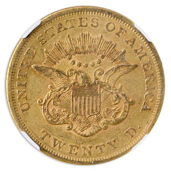 1862 $20Liberty NGC AU53 CAC