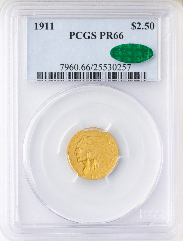1911 $2.50 Indian PCGS PR66 CAC