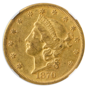 1870-S $20 LIBERTY 1870-S NGC NGC AU53