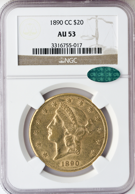 1890-CC $20 Liberty NGC AU53 CAC