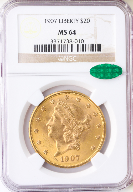 1907 $20 Liberty NGC MS64 CAC